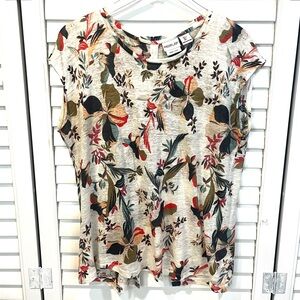 Rachel Zoe Linen button back cap sleeve shirt size L